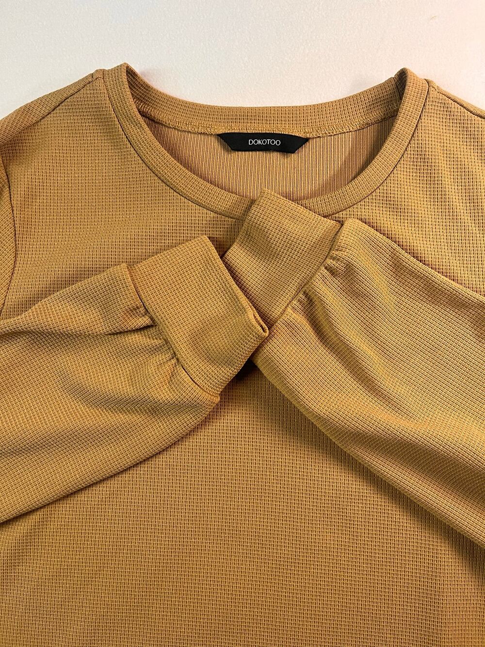 Textured Waffle Knit Pullover by Dokotoo M